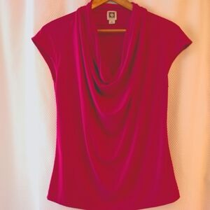 Hot pink cowl neck sleeveless top